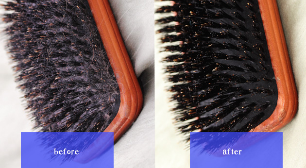 a before and after photo of a dirty and clean brush